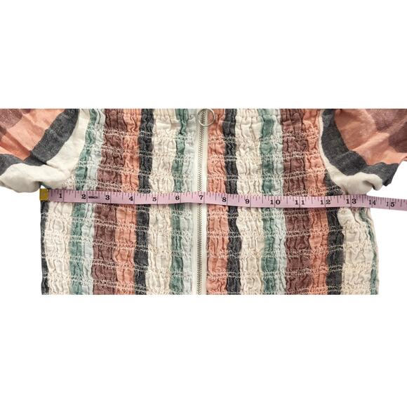 American Eagle Multicolor Striped Cropped Faux Zip Top Womens Size M - Picture 4 of 6
